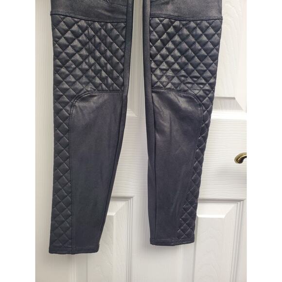 Spanx Leggings Size S Faux Leather Quilted Moto Athleisure Gym Workout Yoga - Picture 7 of 11